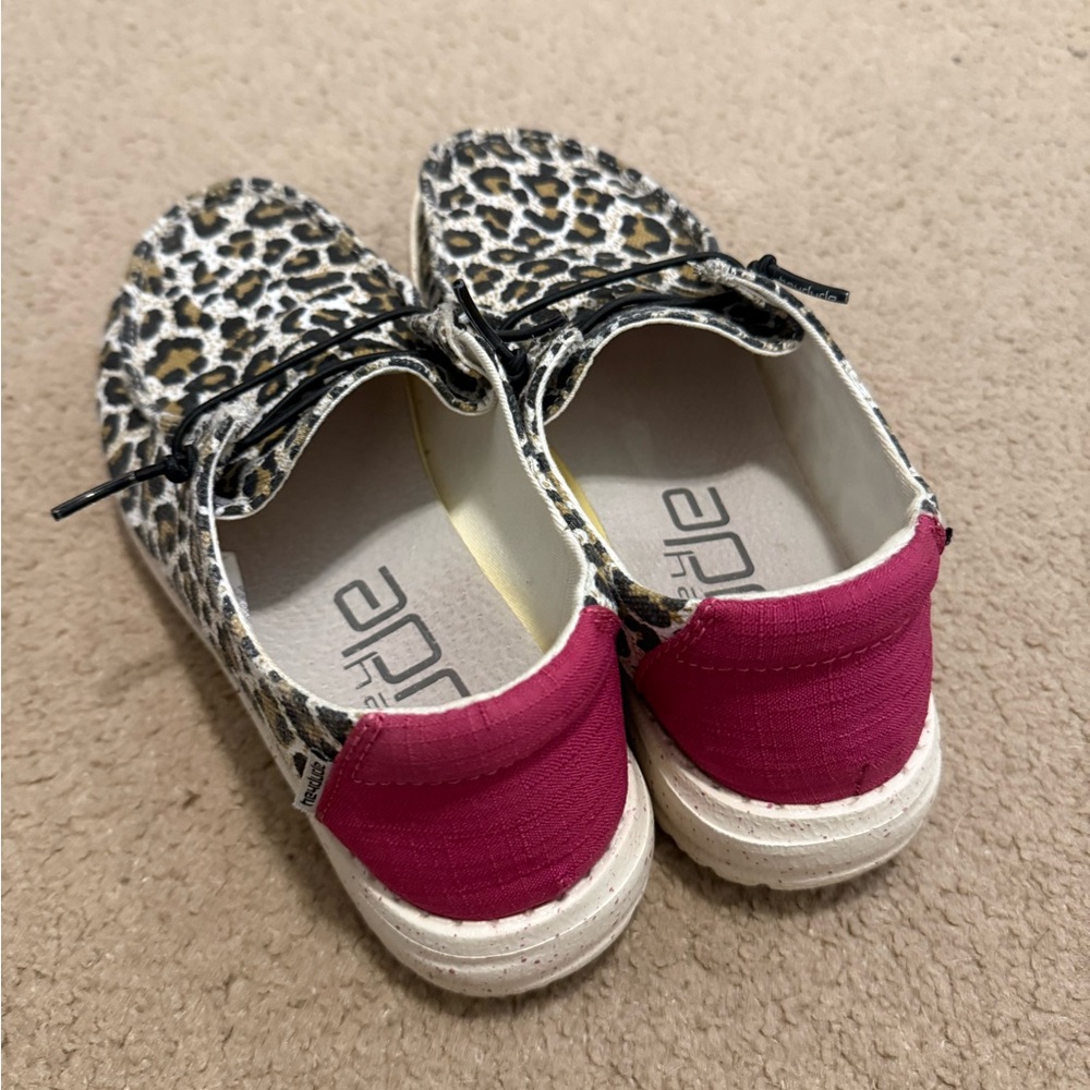 Hey Dude Leopard Print Flats with Burgundy Accents